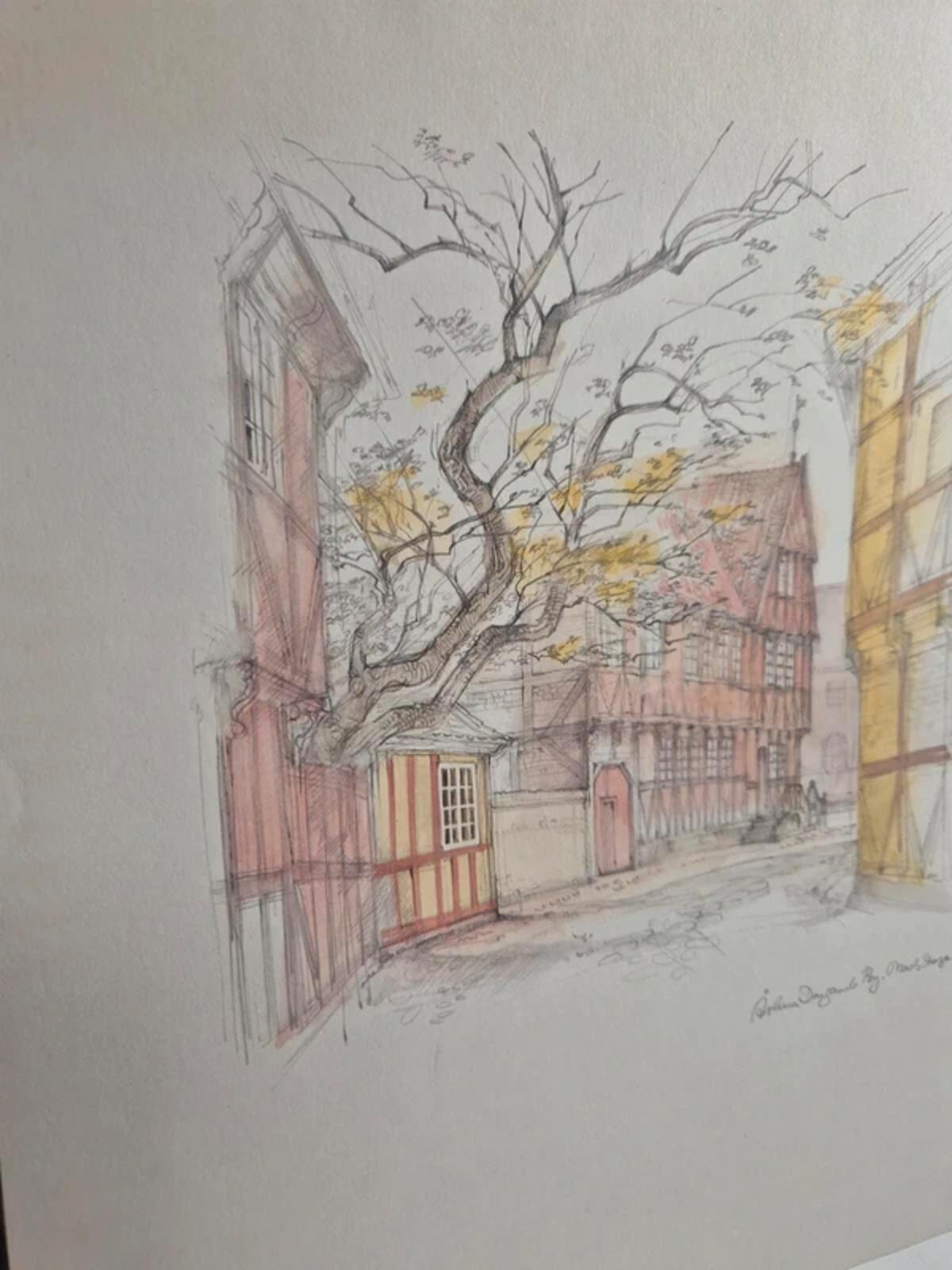 Mads Stage watercolour signed, unframed