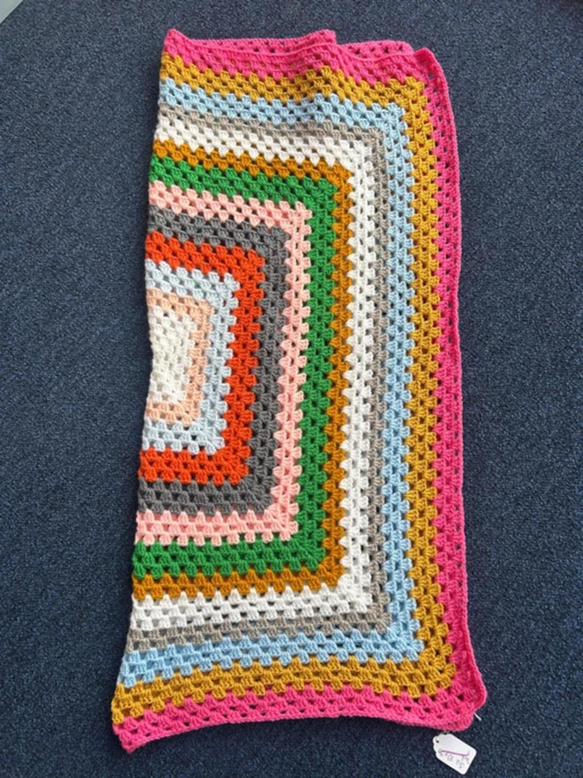 Hand Knitted Multi Coloured Blanket