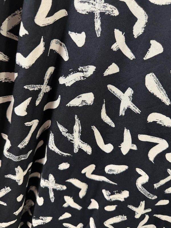 JD Williams Black and Cream Pattered Dress - Size 24