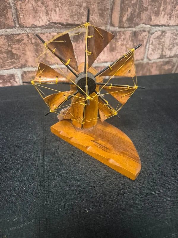 hand carved wooden windmill