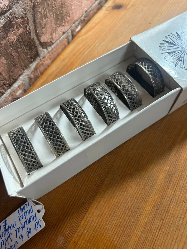 Set of 6 Vintage Florantal Silver Plated Napkin Rings