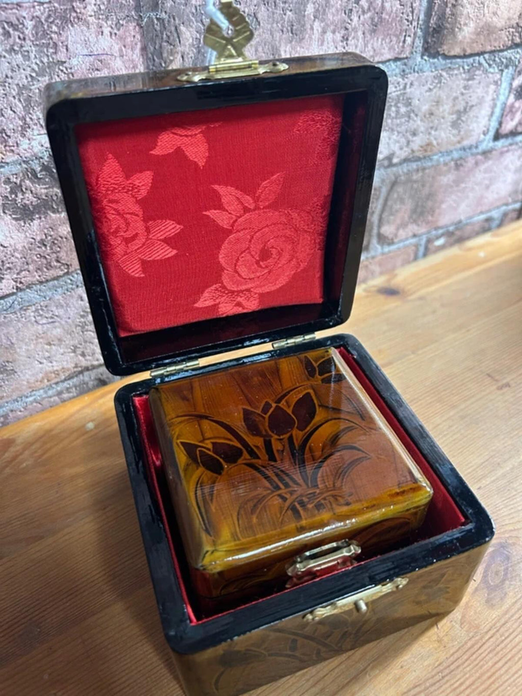 Set of Three Wooden Lacquered Boxes