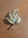 Gold Tone Leaf Brooch
