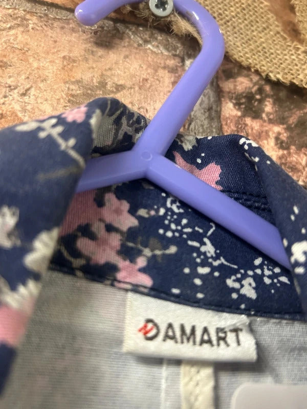 Damart Floral Navy Blazer - Size 16