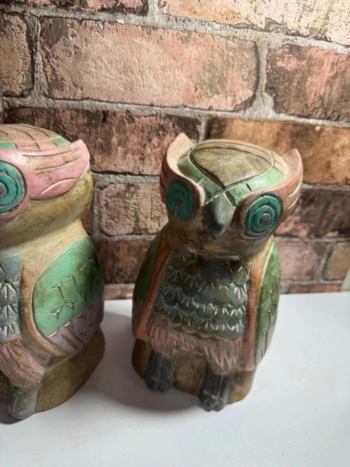Wooden Vintage Owl Bookends