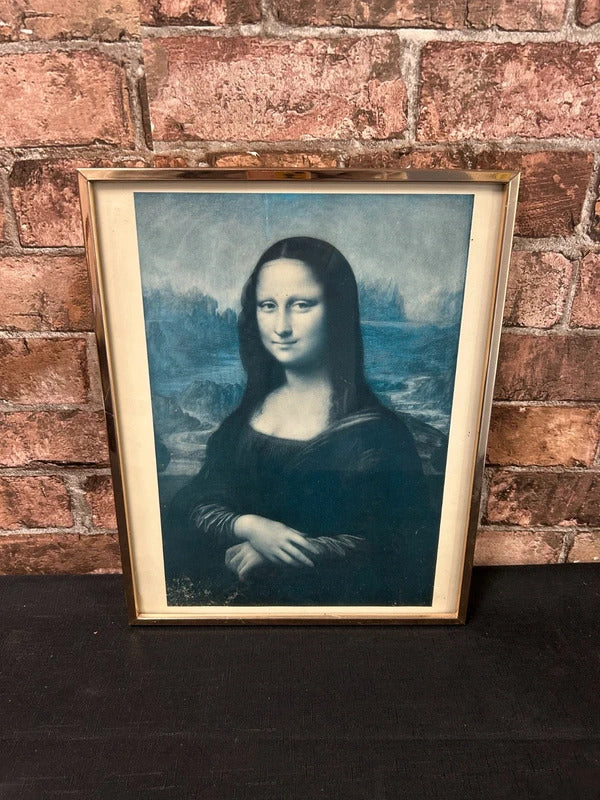 Blue Toned Mona Lisa Art Framed Print