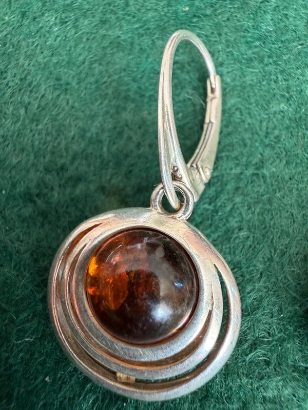 Sterling Silver and Amber Earrings
