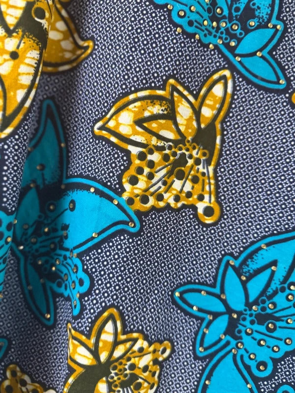 Blue Floral Diamonte Top - Size 14
