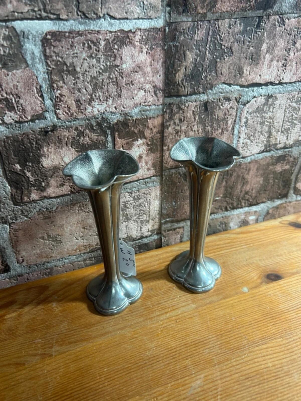Vintage Silver Plated Pair of Bud Vases