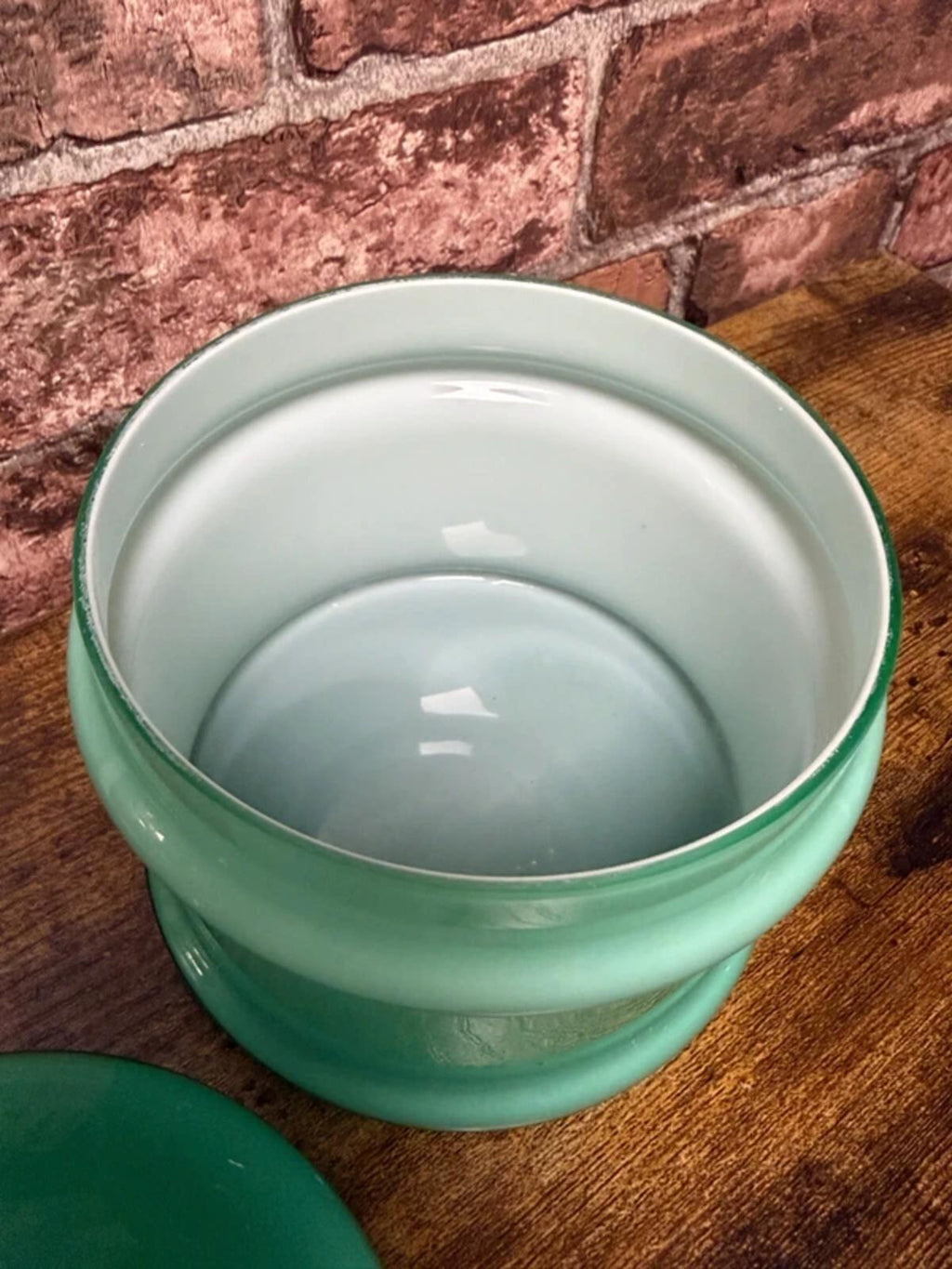 Carlo Moretti Vintage Green Glass Bullicante Lidded Jar