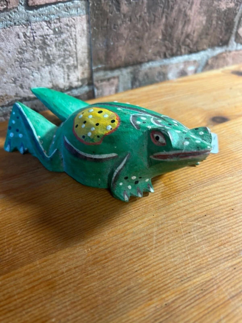 Vintage Hand Carved Wooden Frog