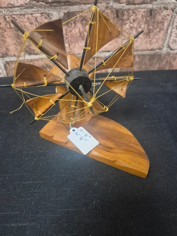 hand carved wooden windmill