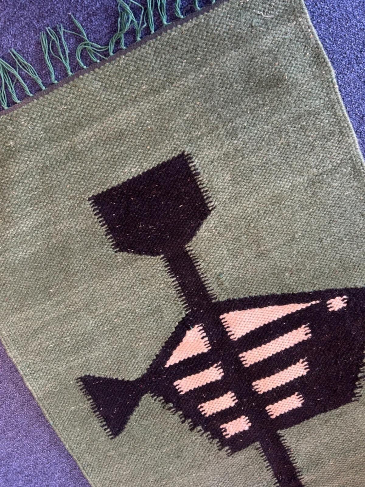 Vintage Kilim Style Green and Black Tapestry/Rug