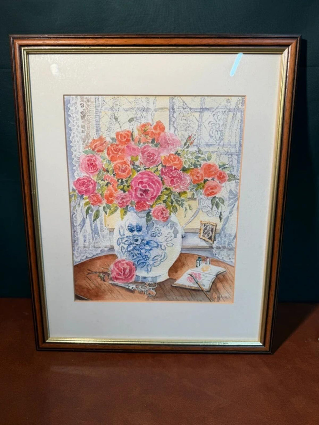 G Hams Floral Framed & Signed Watercolour