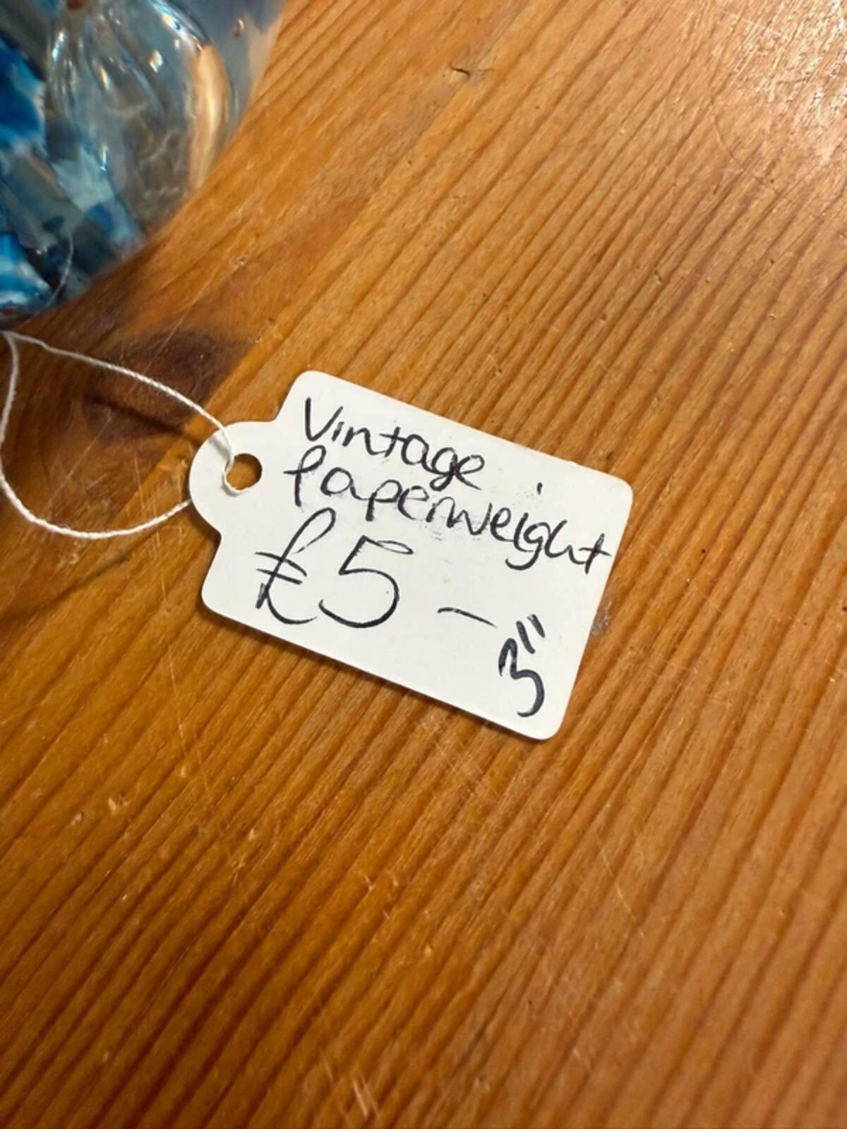Vintage blue paperweight