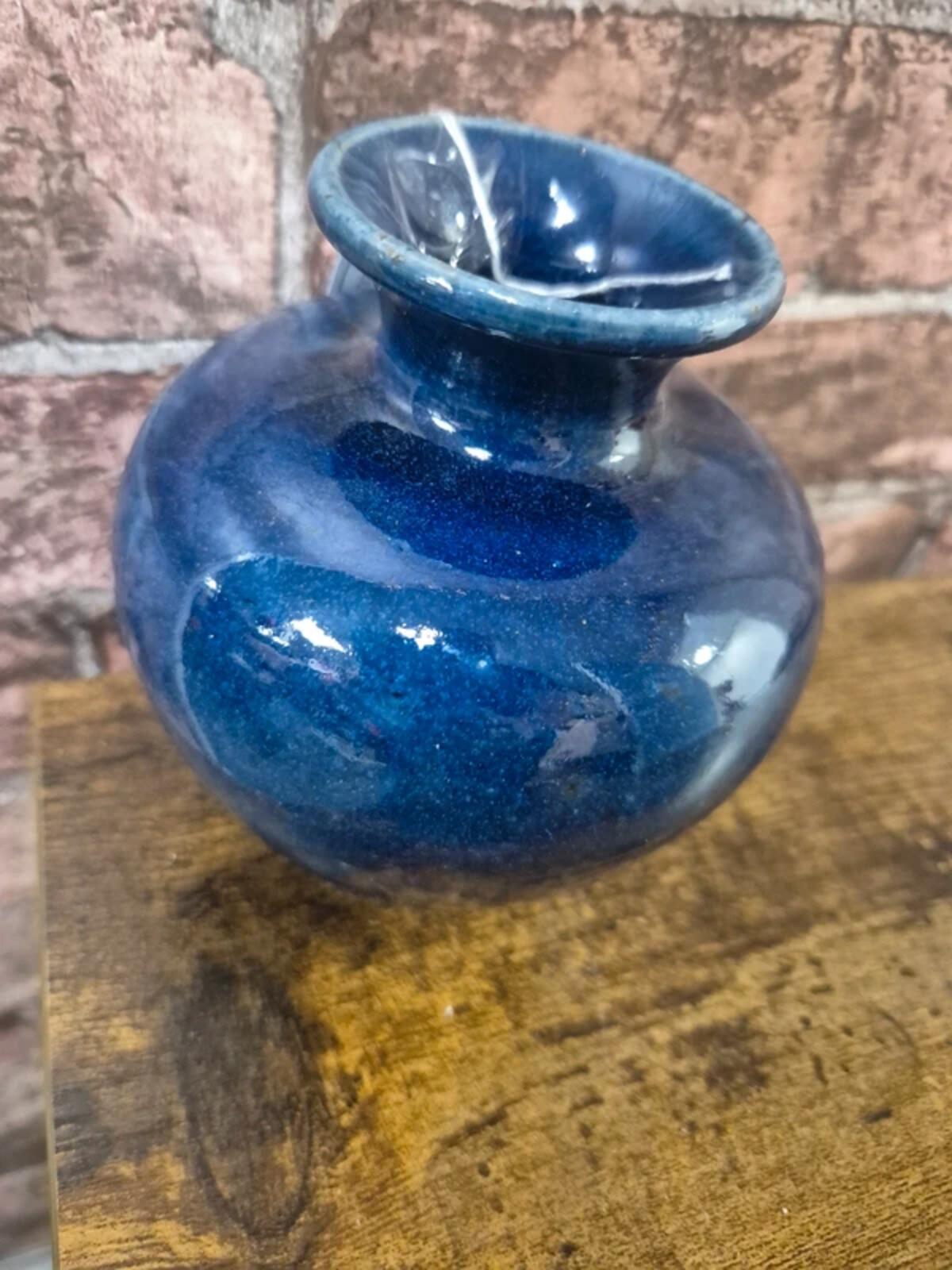 Blue stoneware vase