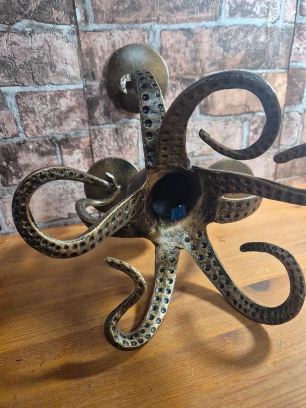SPI Bronzed Metal Octopus Candle Holder