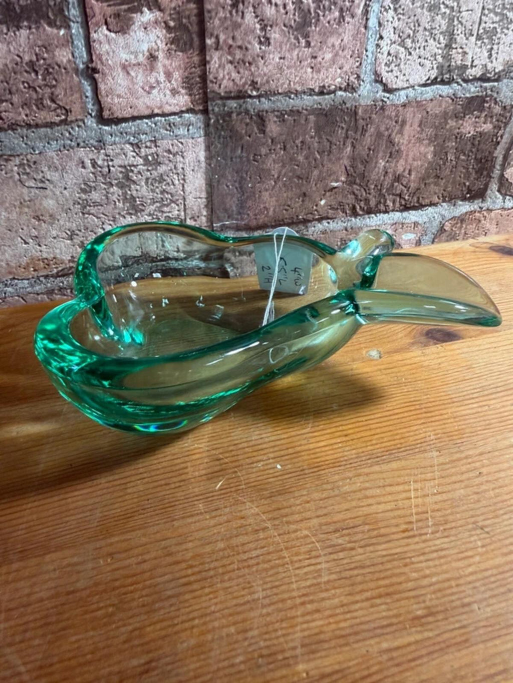 Vintage Green Glass Pear Dish Ornament