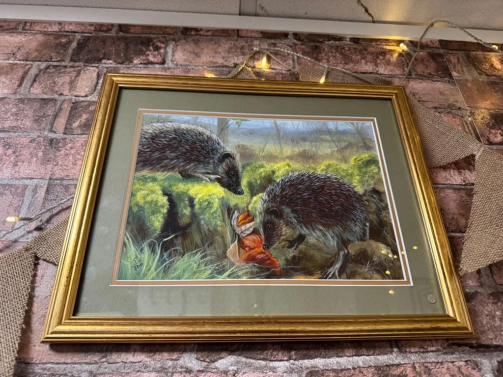 Jane Harvey "Hedgehogs" Gold Framed Limited Edition Print