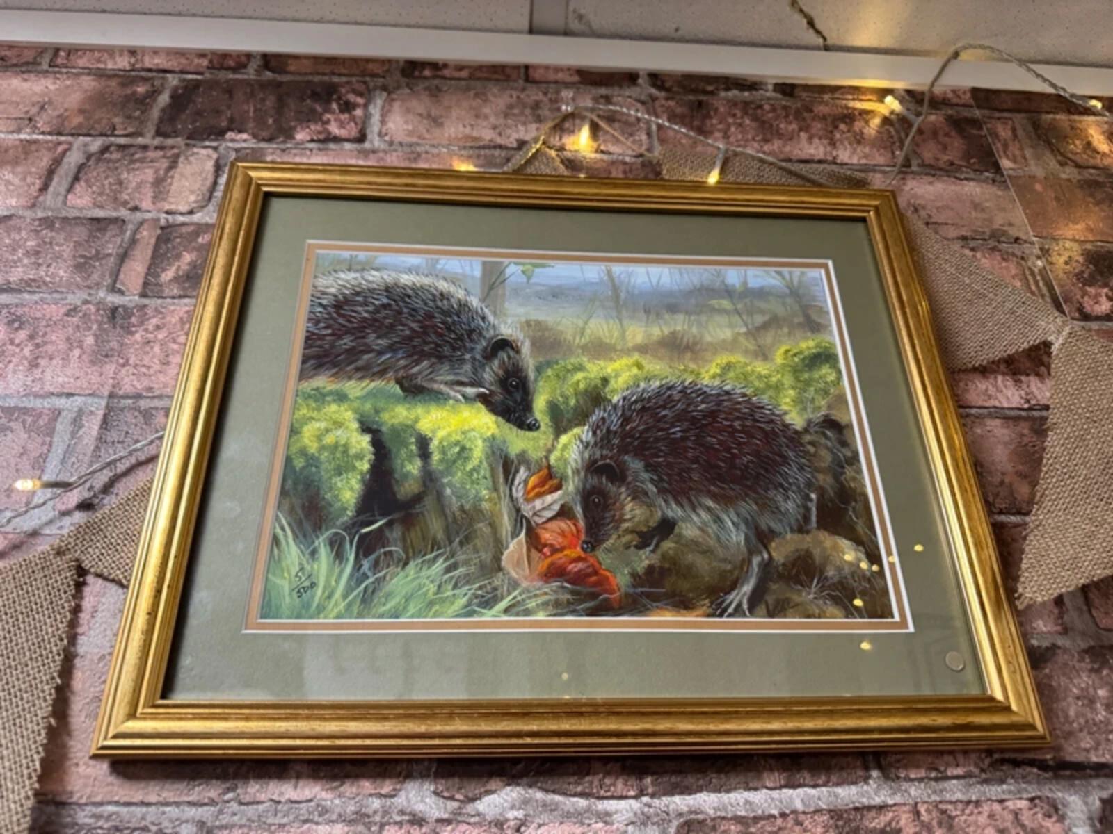 Jane Harvey "Hedgehogs" Gold Framed Limited Edition Print