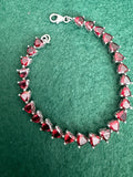Sterling Silver and Red Gem Tennis Bracelet