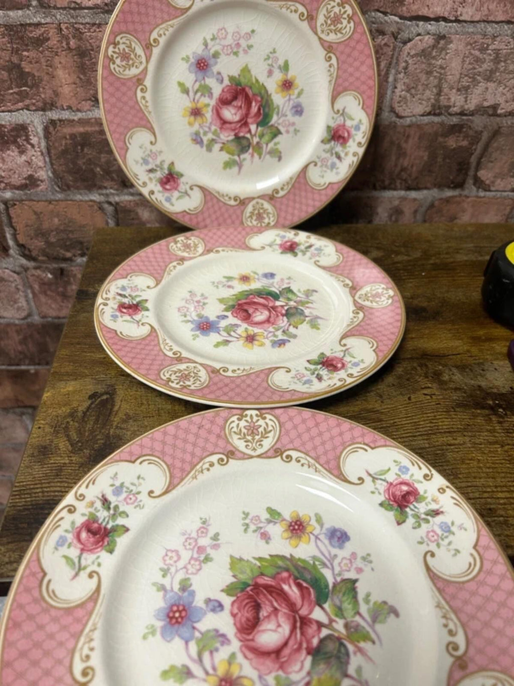 Myott Staffordshire Rose Plates x 3