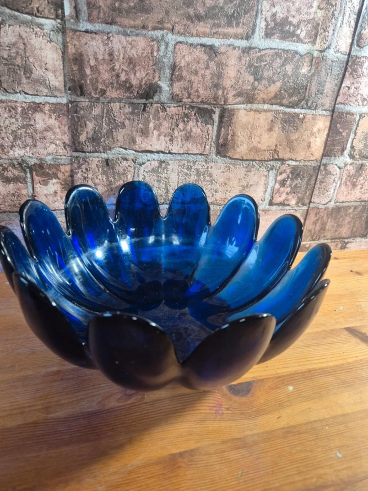 Cobalt blue lotus petal bowl