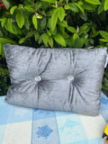 Grey with Crystal Style Buttons Cushion