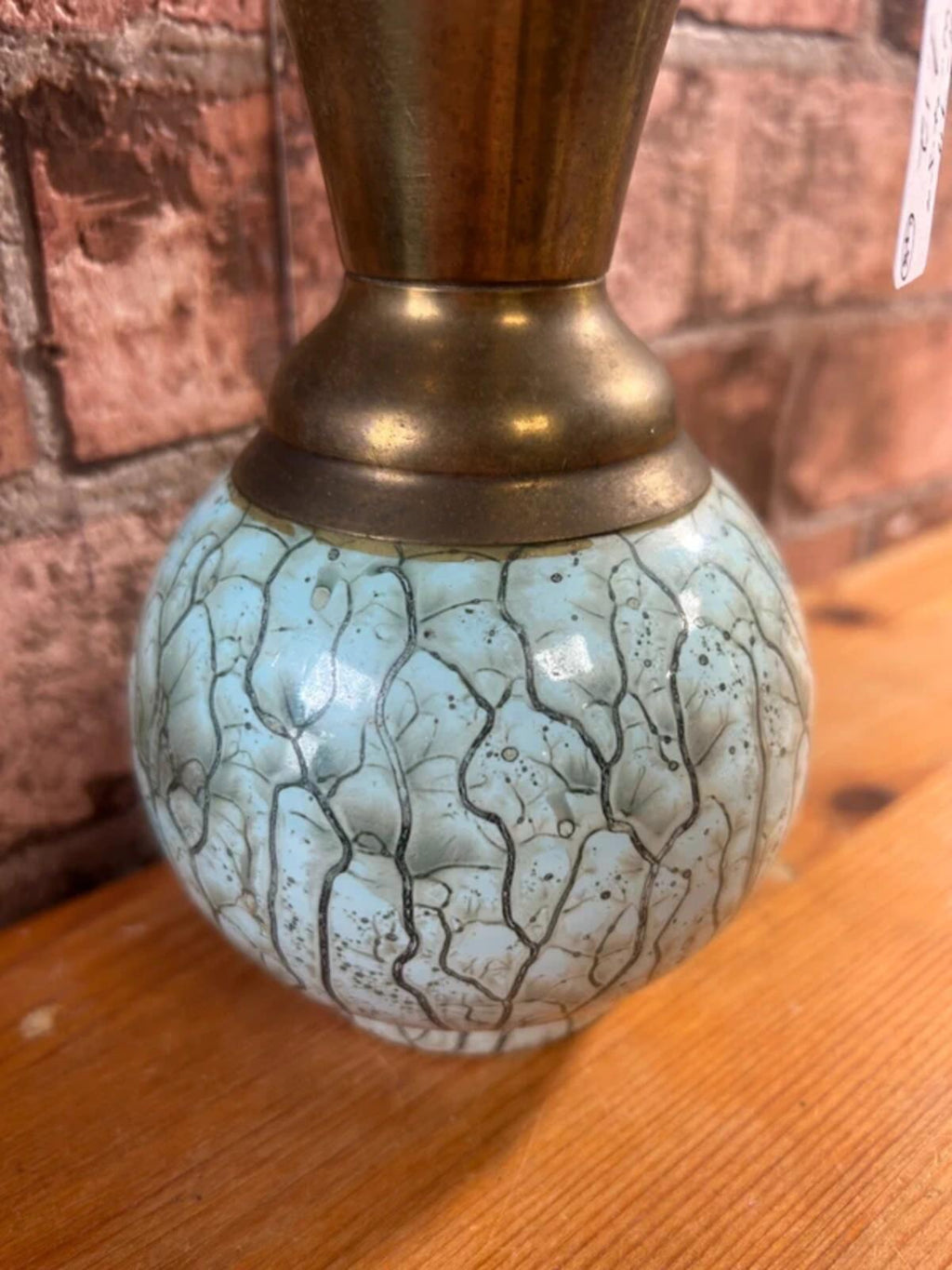 Vintage Delft Holland Brass+Ceramic Vase