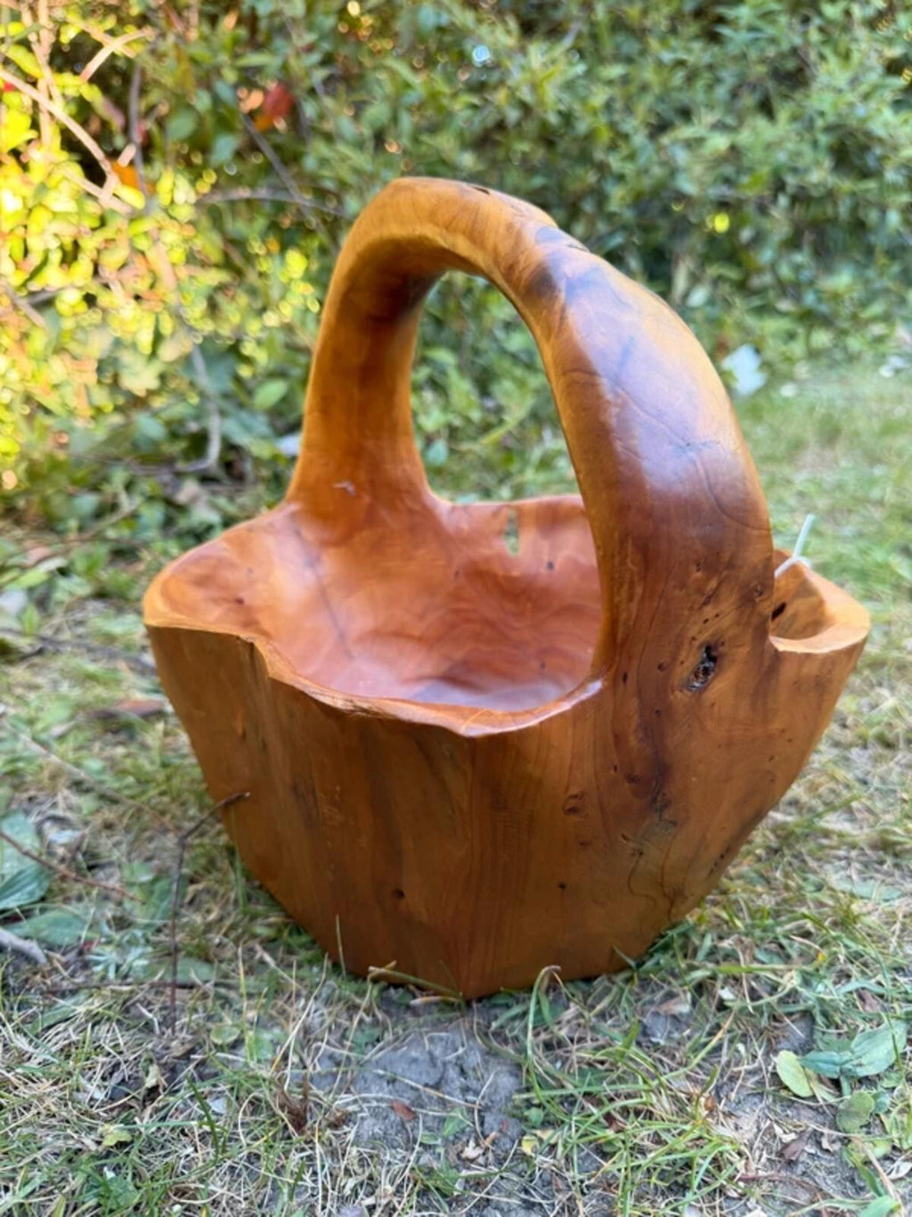 Burl Wood Hand Crafted Basket