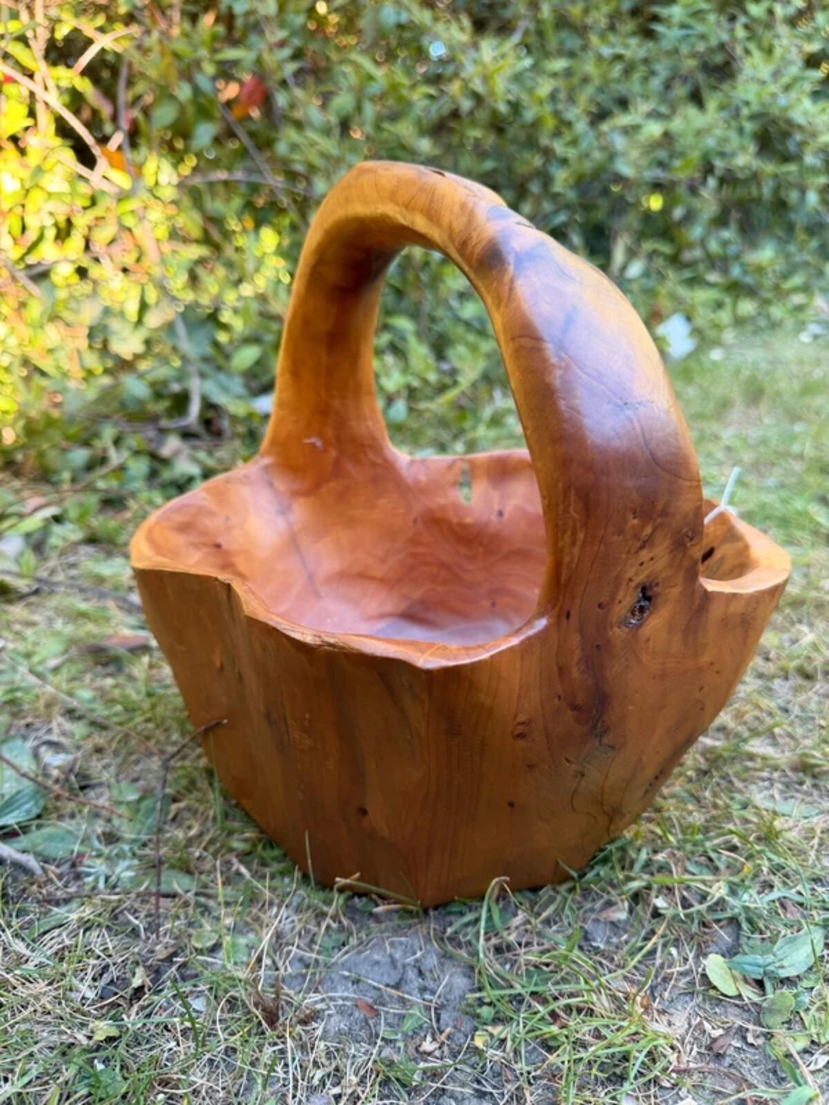 Burl Wood Hand Crafted Basket