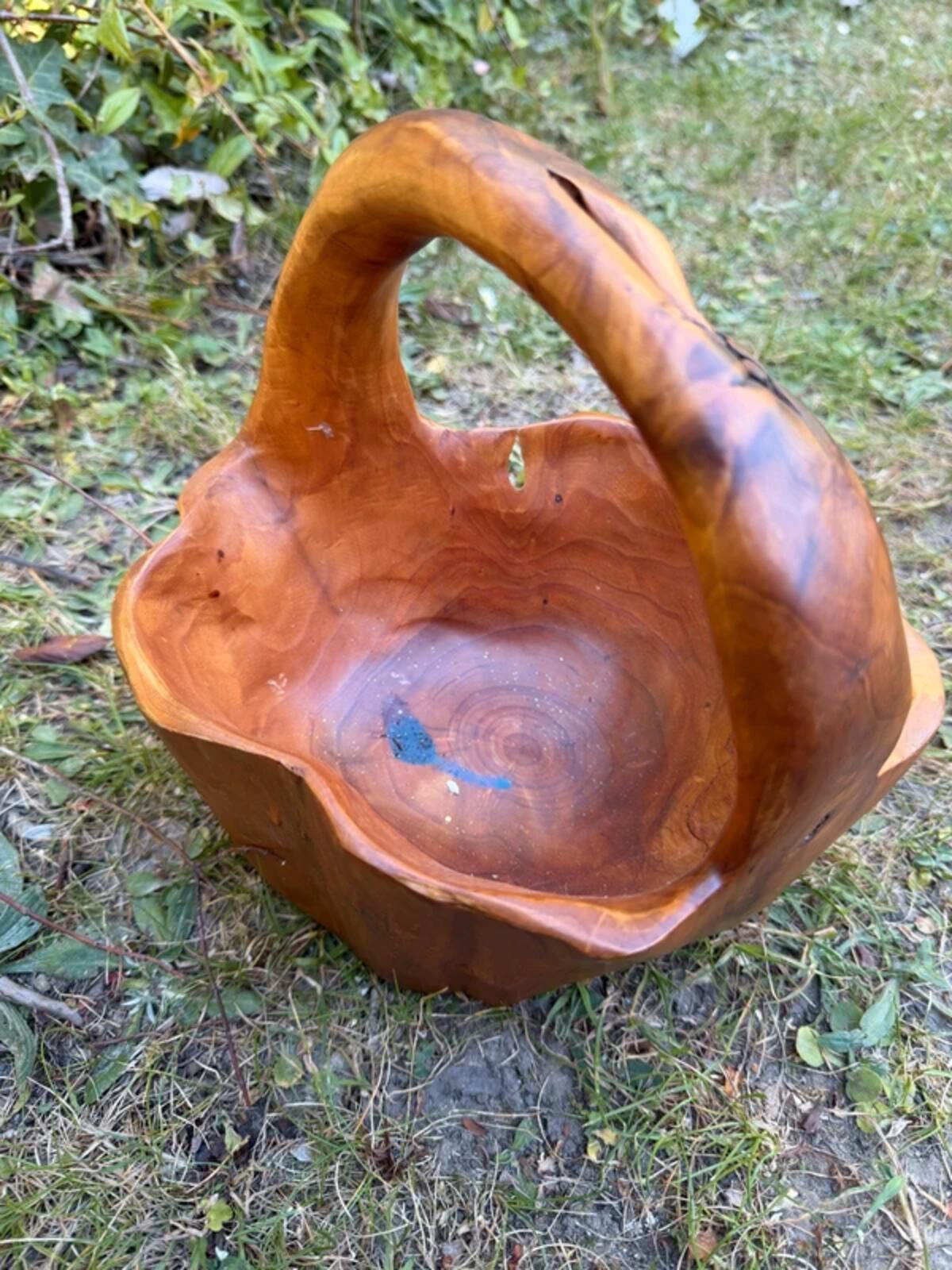 Burl Wood Hand Crafted Basket