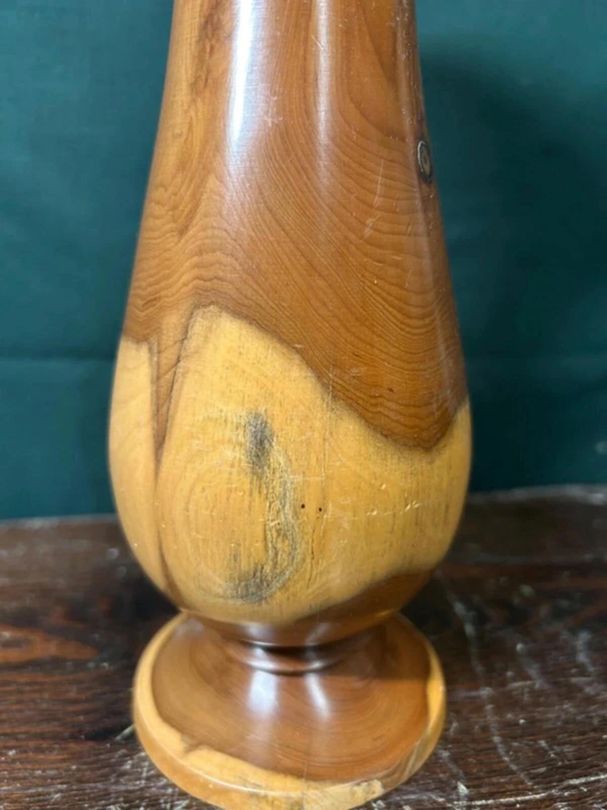 Walnut Wood Spun Vase