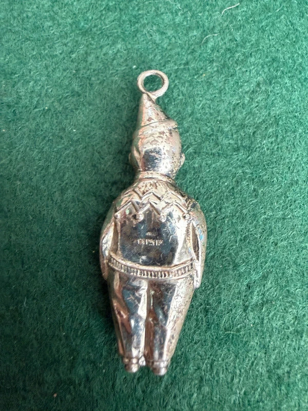 Sterling Silver 1930's Clown Rattle Pendant