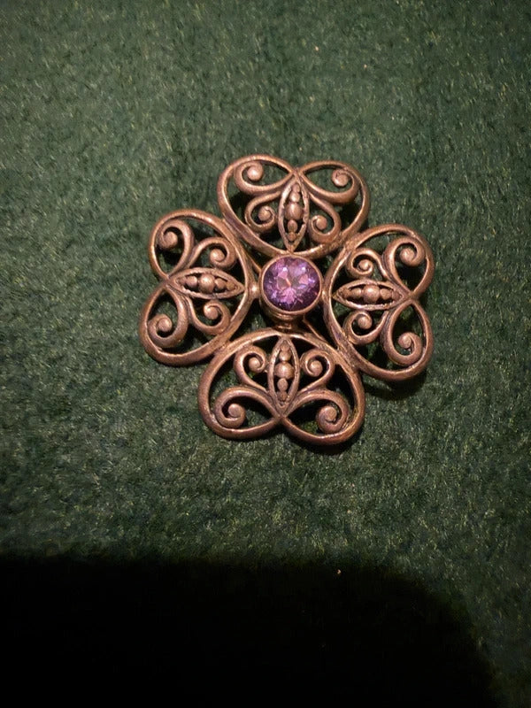Vintage Sterling Silver and Amethyst Butterfly Brooch