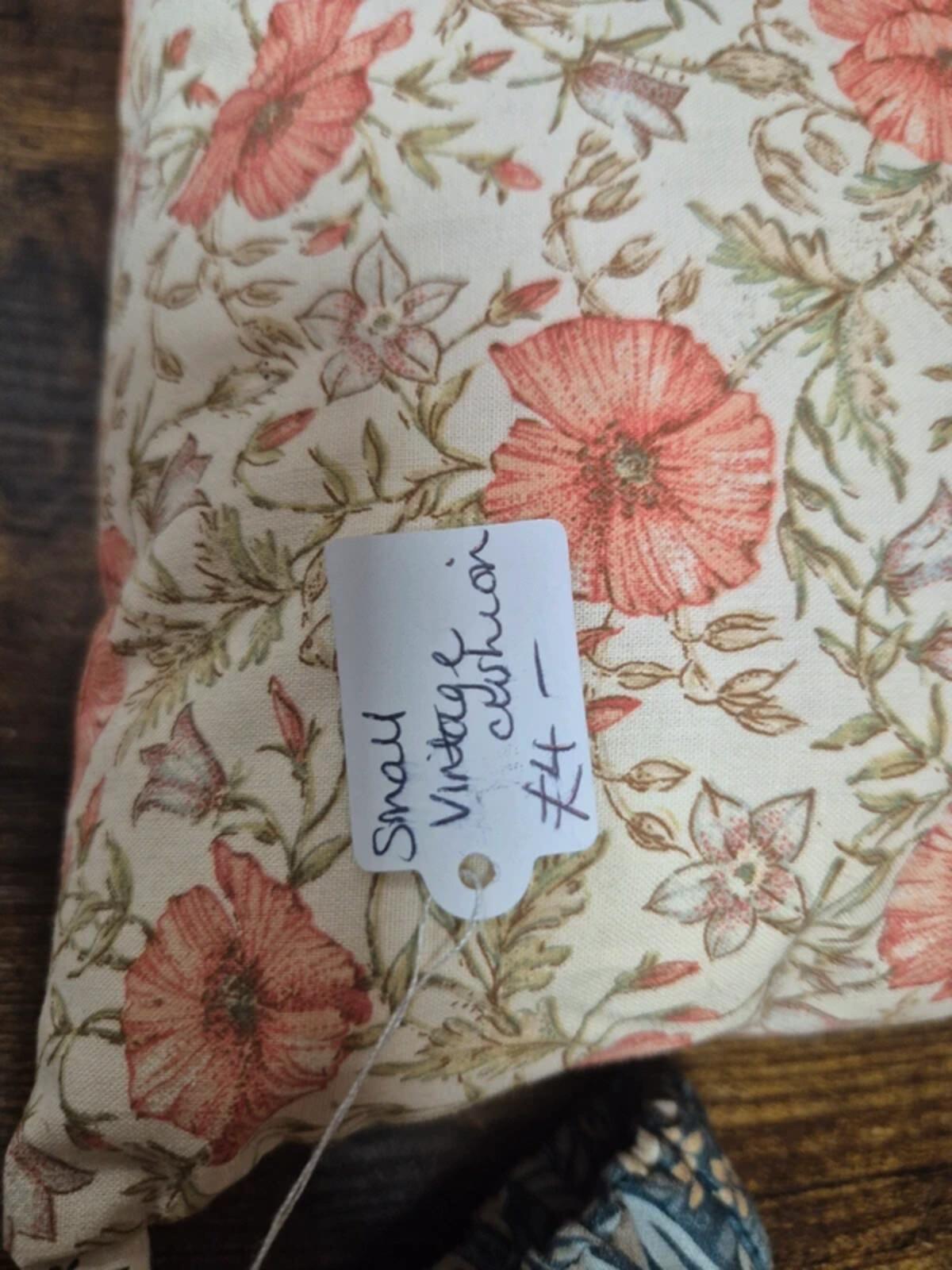 Small vintage poppy cushion