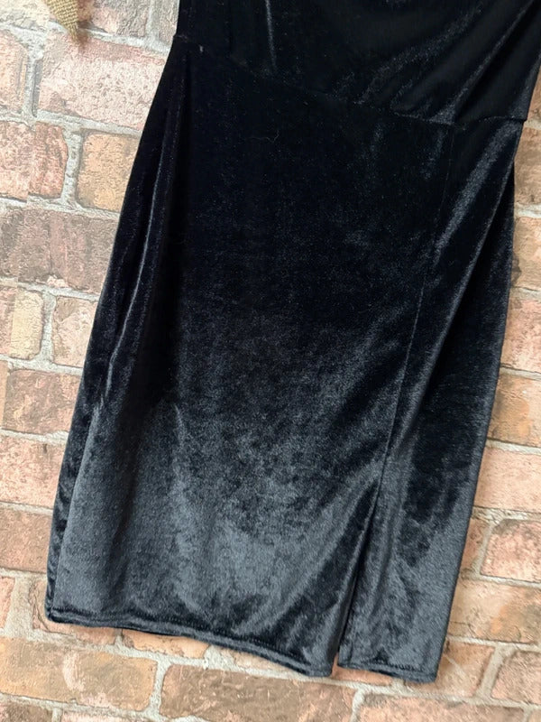 PLT Black Sleeveless Velour Dress - Size 8