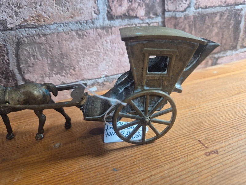 Vintage brass chariot and horse cart