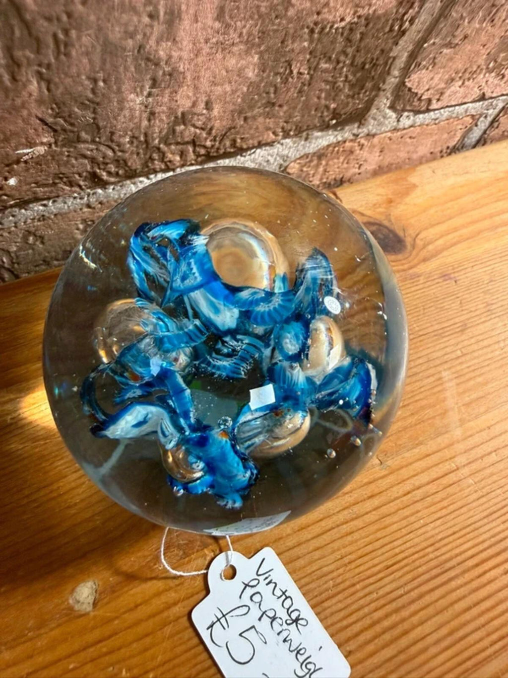 Vintage blue paperweight