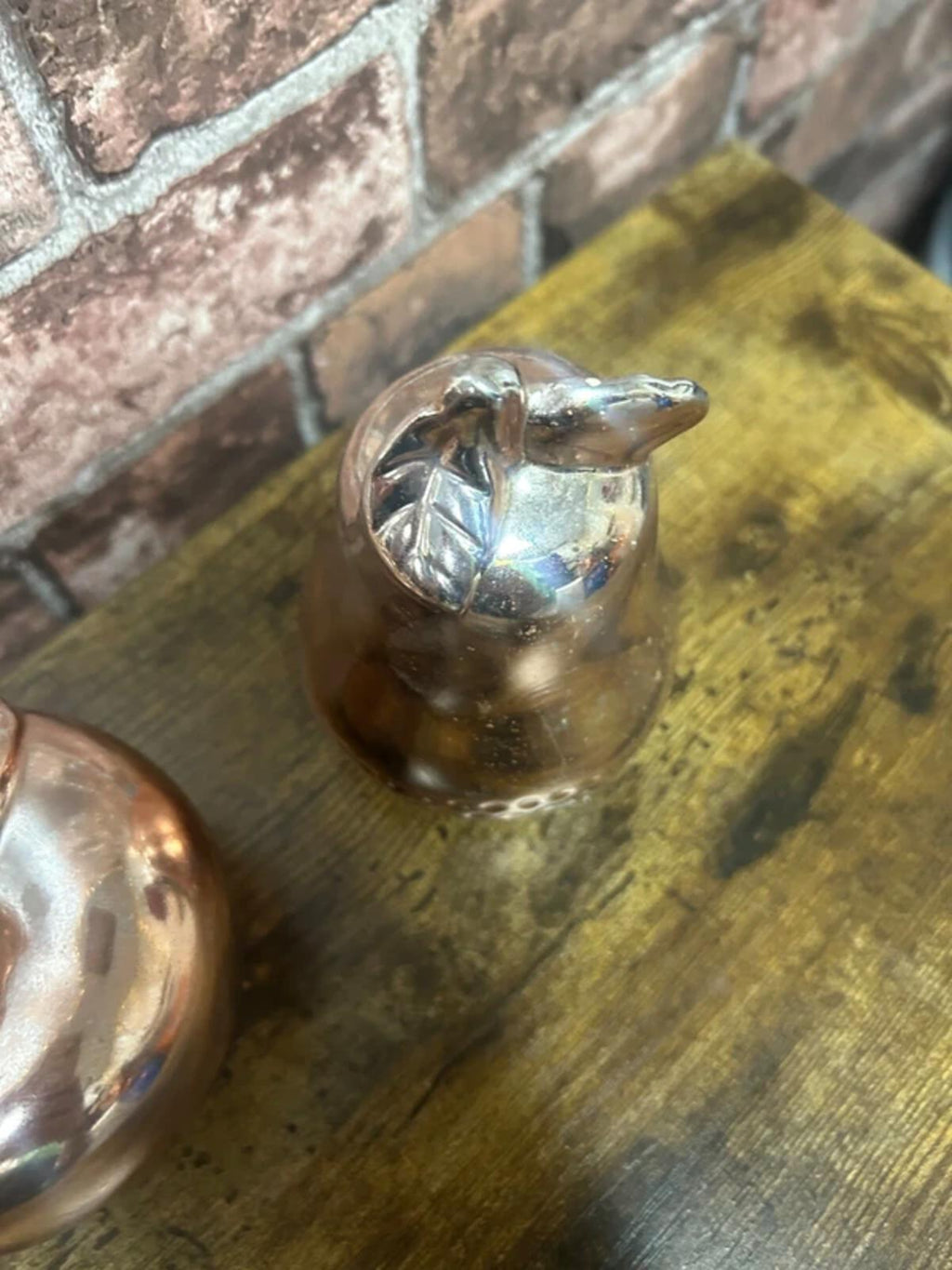 Bronze Effect Pear and Apple Decor Ornaments
