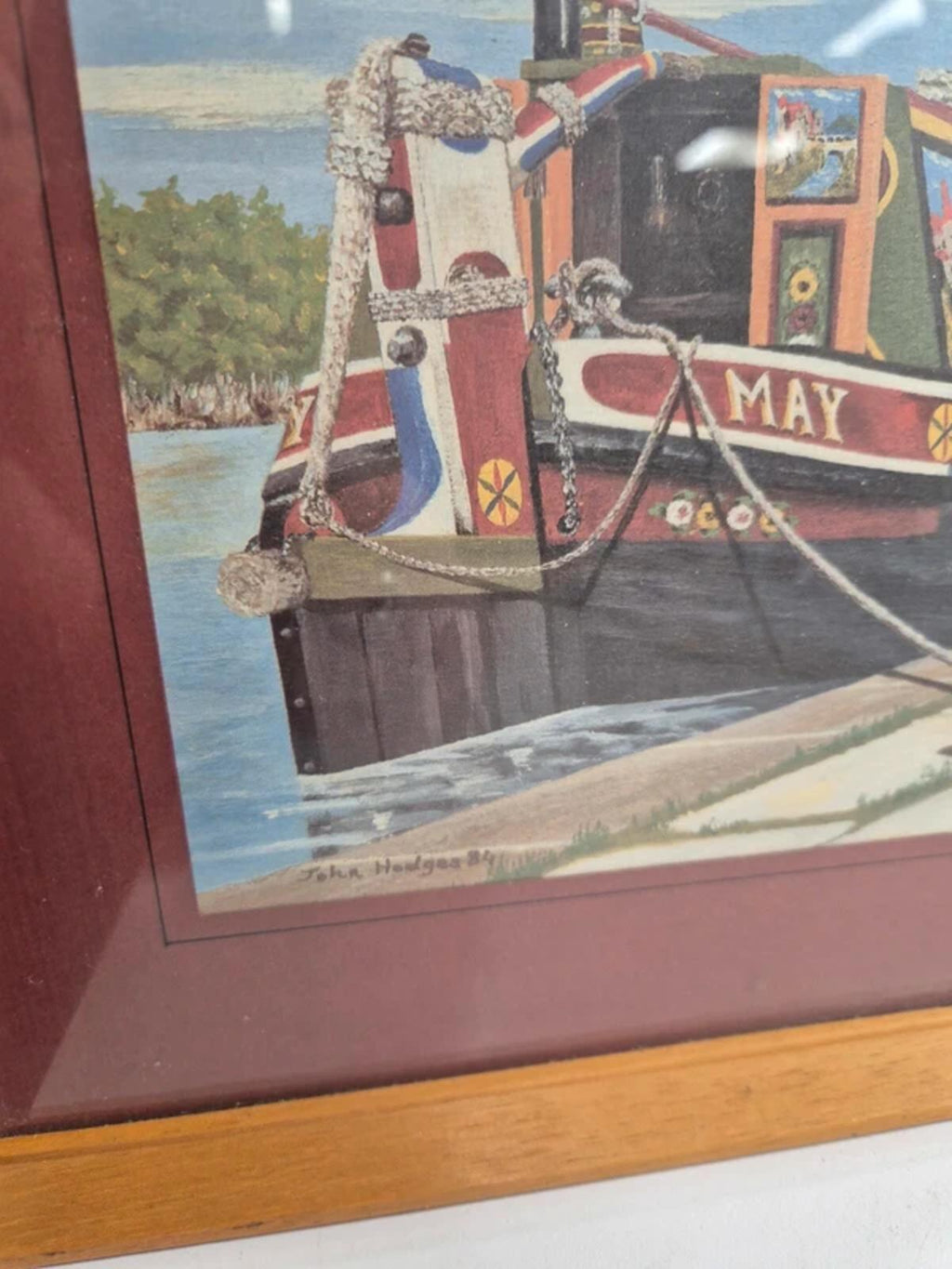 'May' Canal boat framed painting John Hedges