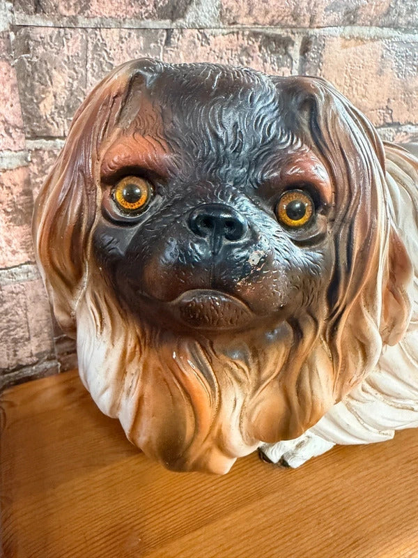 Large Vintage Pekinese Dog Resin Heavy Statue