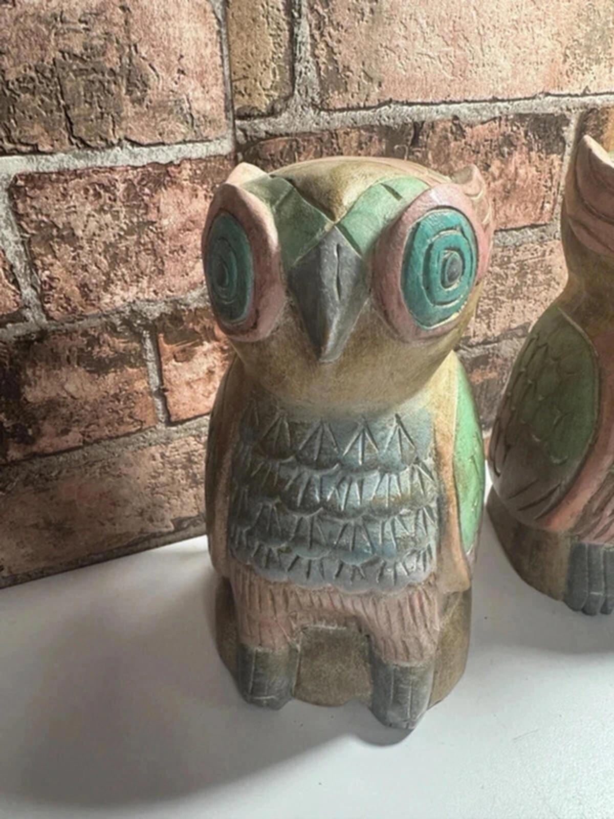 Wooden Vintage Owl Bookends