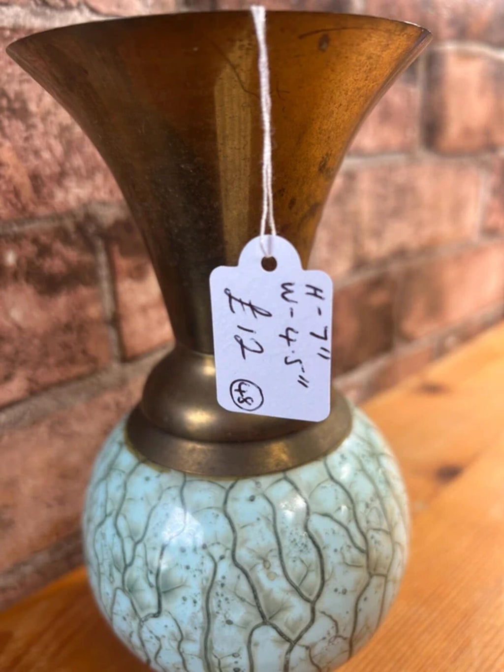 Vintage Delft Holland Brass+Ceramic Vase