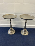 Pair of Metal Silver Side/Pillar Tables