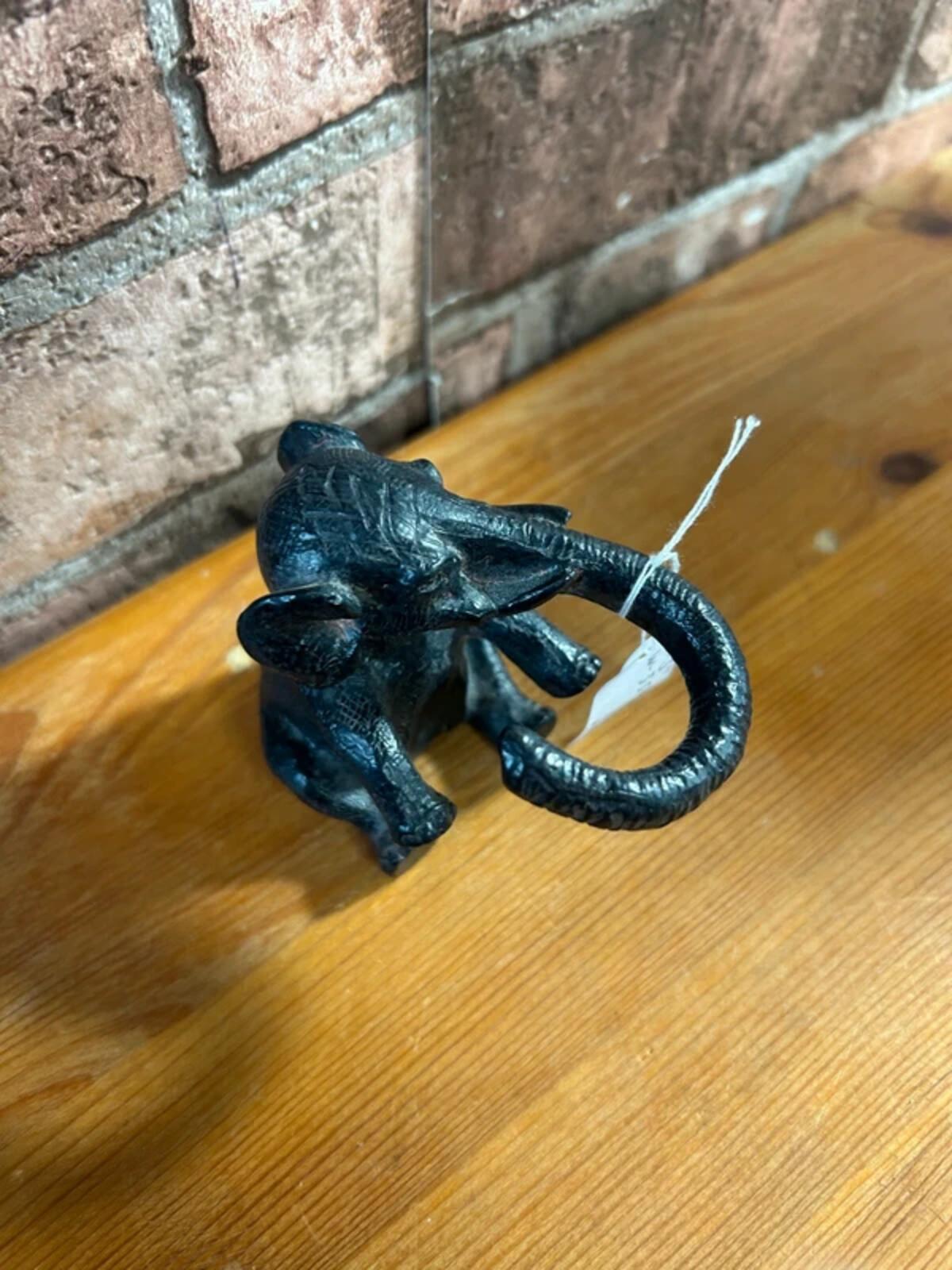 Cast Iron Elephant Ring Holder Figurine