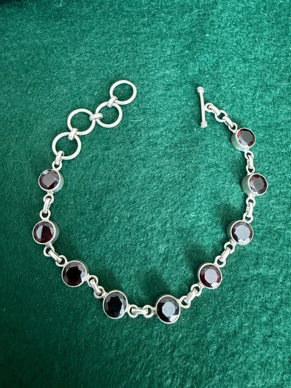 Sterling Silver and Red Tanzanite Bangle