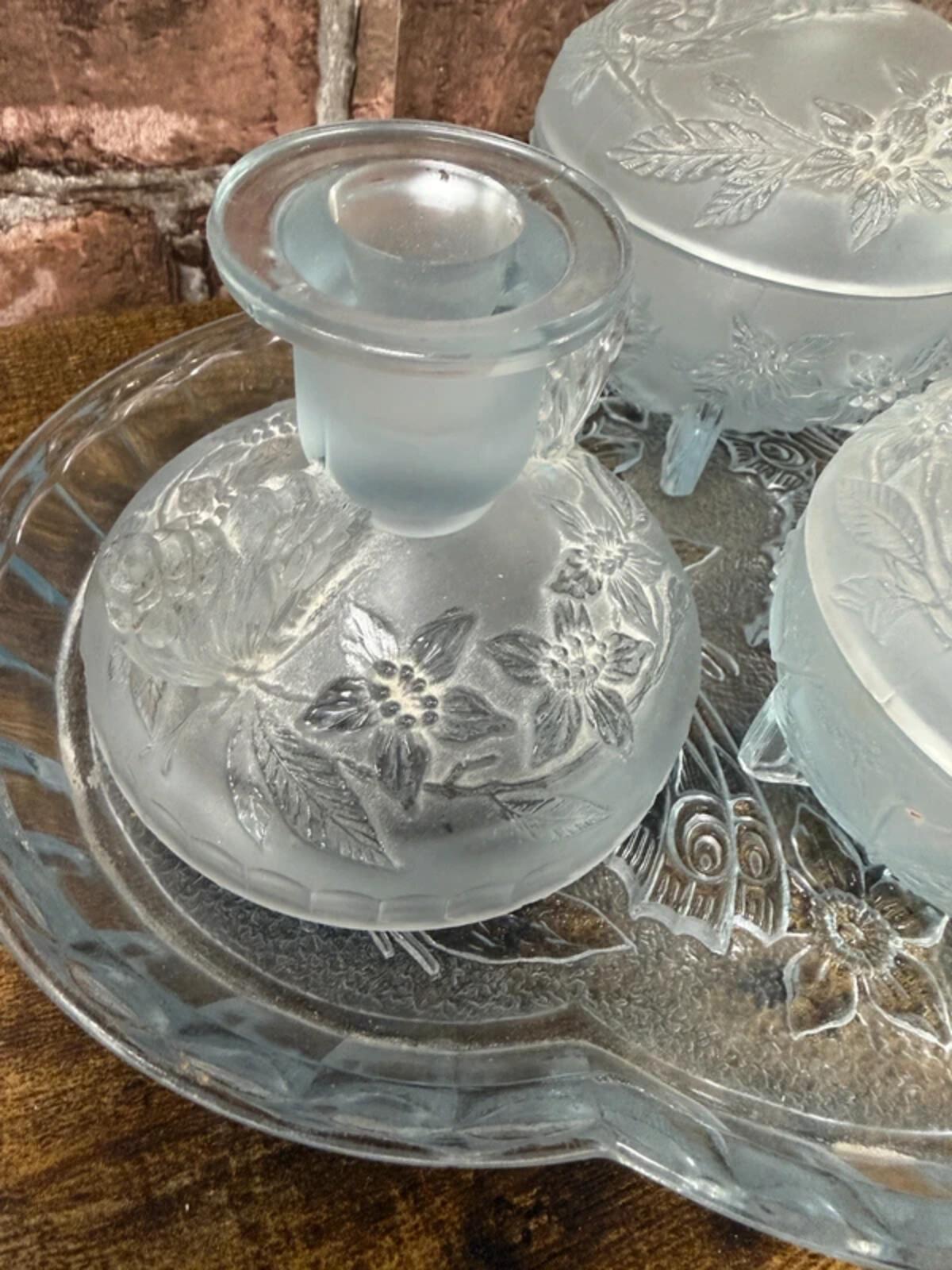 Vintage Frosted Glass Vanity Set
