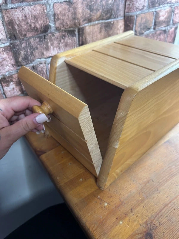 Beech Wood Bread Bin with Drop Front