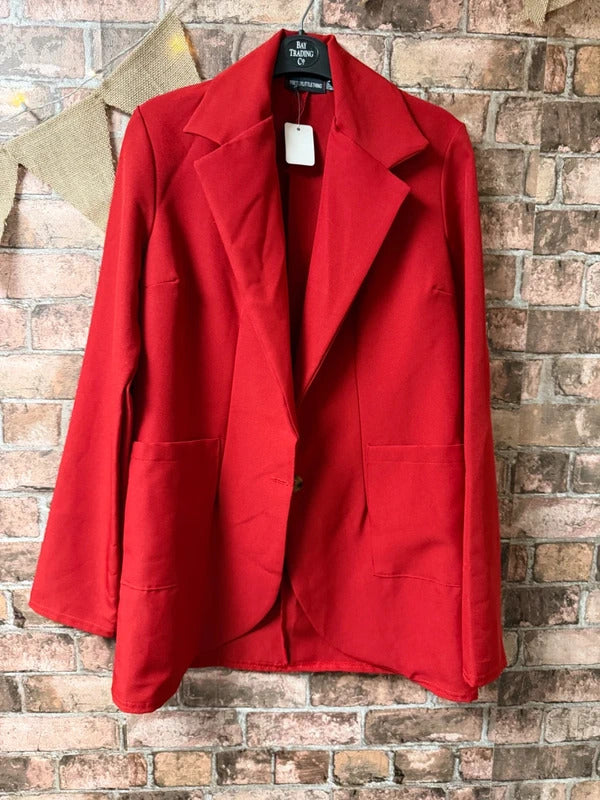 PLT Red Blazer - Size 6 (Oversized)
